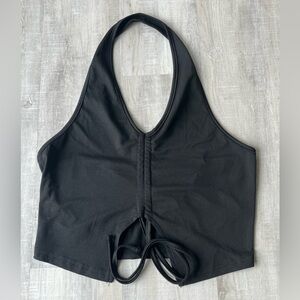 SHEIN Black Halter Top with Front Draw String Size M US 6